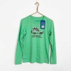 Life is Good NWT XS Long Sleeve Womens Crusher Tee Green Snow Winter Jeep Bronco